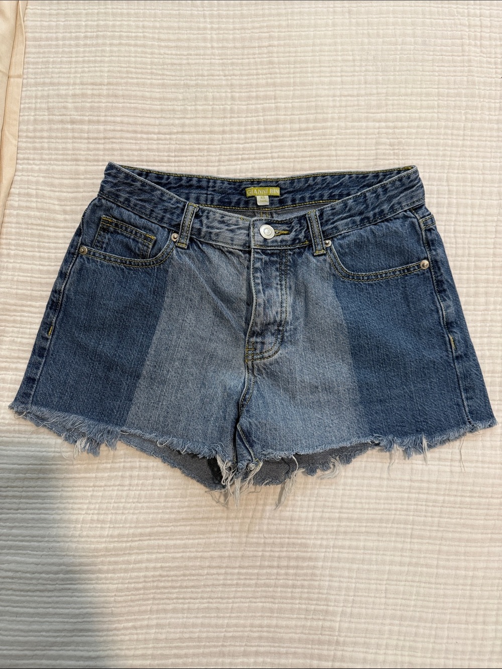 Gianni Bini Two-Tone Blue Denim Cutoff Shorts